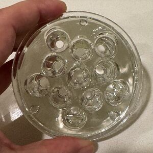 Vintage Clear Glass Flower Frog Floral Stem Holder 11 Holes 3.25" Diameter Domed